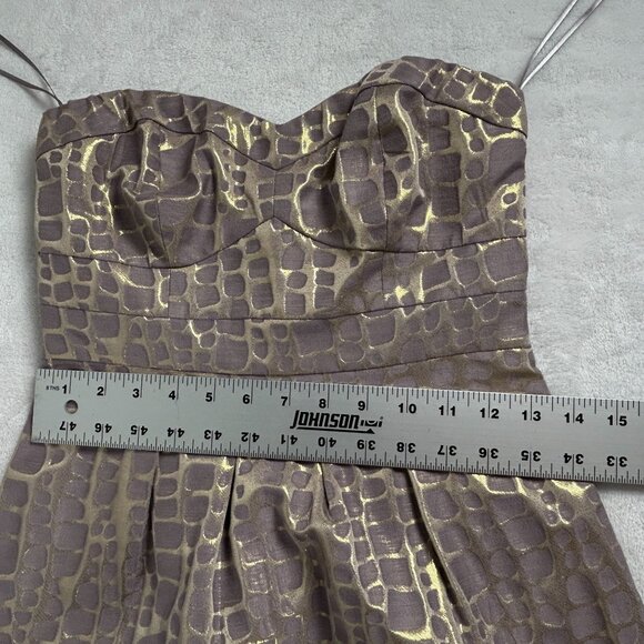 American Eagle Outfitters Strapless Portobello Gold Metallic Mini Dress Size 2 - Picture 7 of 8